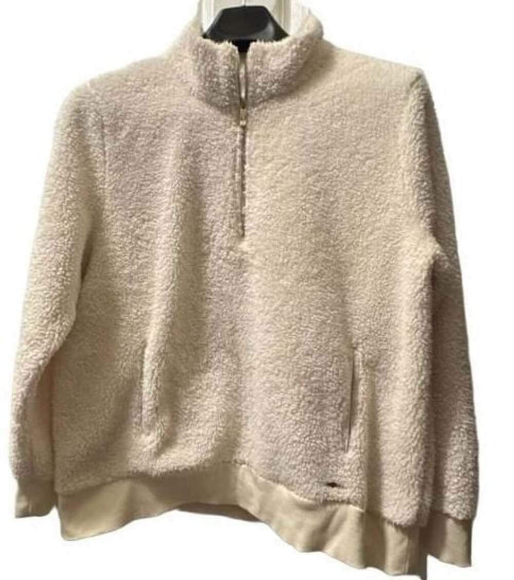 Calvin Klein Women's Off-White Sherpa 1/4 Zip Pullover Sweatshirt Size XL